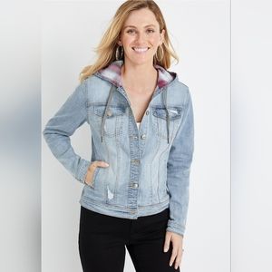 Marurice's Vntage Plaid Hooded Denim Jacket